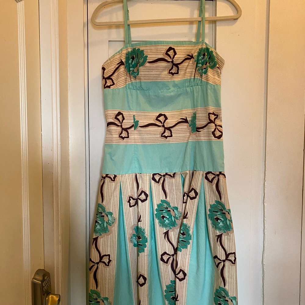 Betsey Johnson aqua and beige print dress